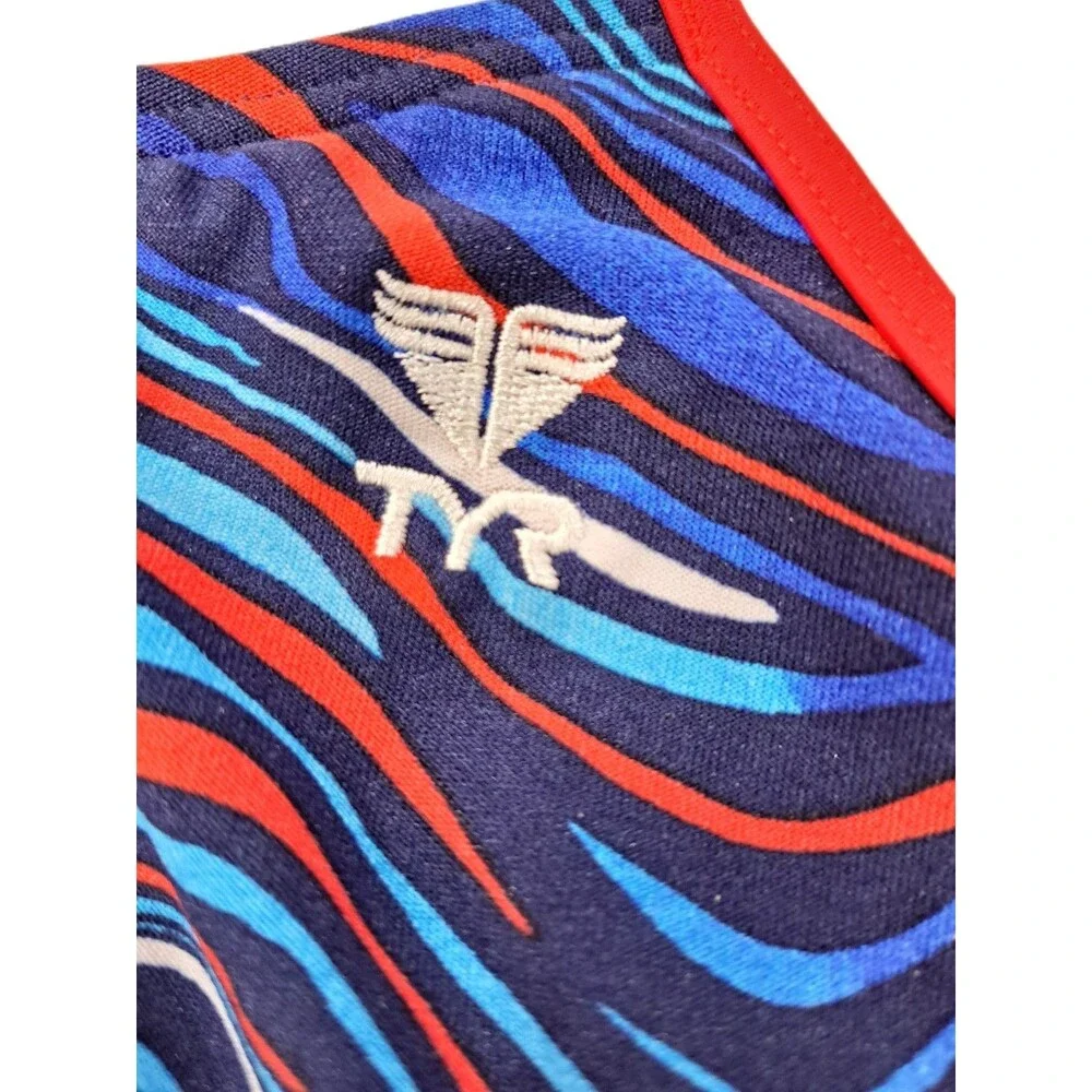TYR Heatwave Cutoutfit One-pc Swimsuit Blue Red THW7A Size 24 | Girls 7/8 $80